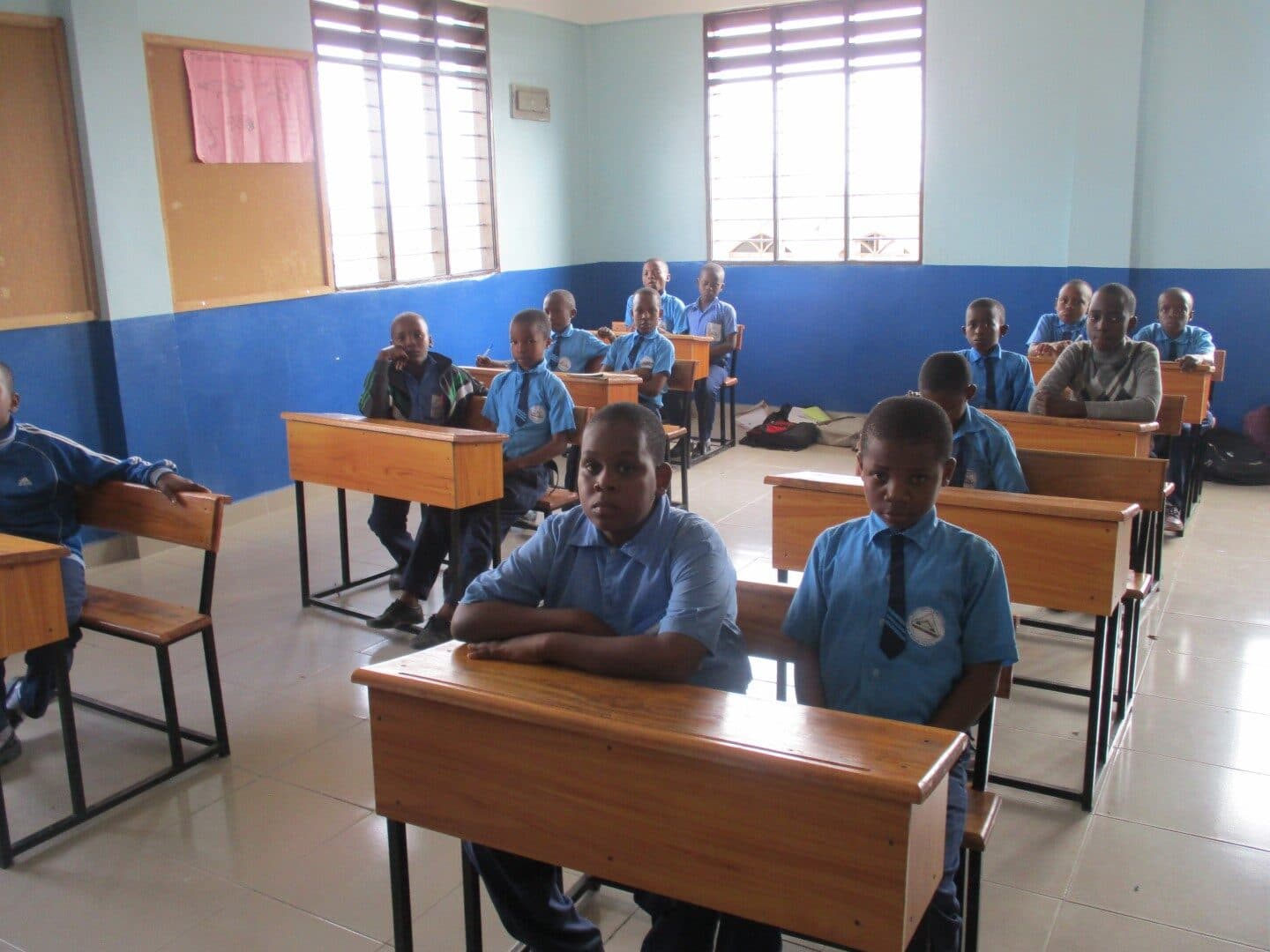 Rows of desks supplied through Nyota Foundation